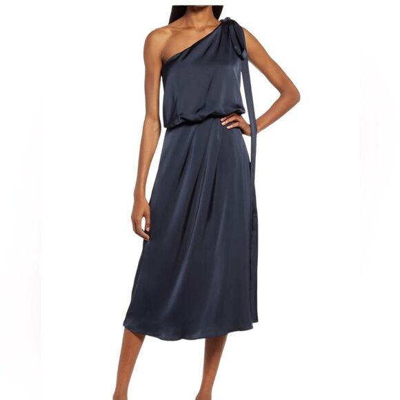 NEW Amy Lynn Navy One Shoulder Sheath Dress | Size M - Picture 1 of 12